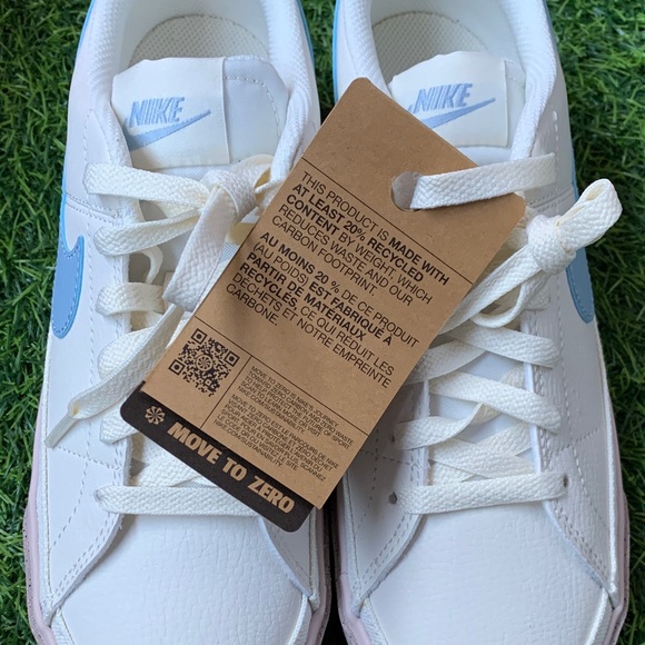 Nike Women's White Sneakers with Light Blue Swoosh and Pink Accents - Picture 8 of 8